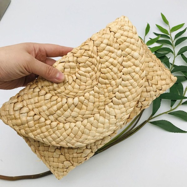 Corn Fur Woven Bag Square Clutch Bags LÄTT KAFFE light coffee