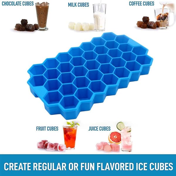 2023 Premium Ice Cube Trays, Silicone Ice Cube Molds With Sealing Lid, 74-ice Trays, Reusable, Safe Hexagonal Ice Cube Molds