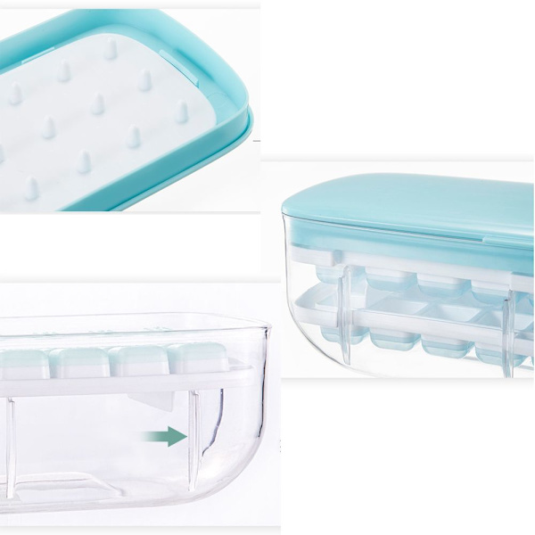 Mordely 24 Grids Ice Cube Container Box Press Typ Ice Cube Maker GUL yellow