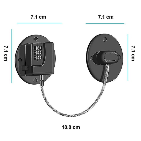 2-pack Kylskåpslås - Heavy Duty Kombination Kylskåpslås Black