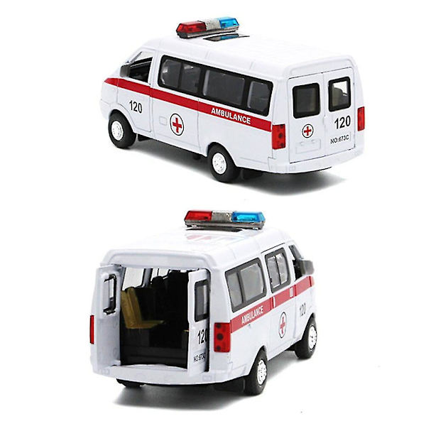 2023 Ambulansvagn Bil Lastbil Pull Back Modell Med Led Ljud Barn