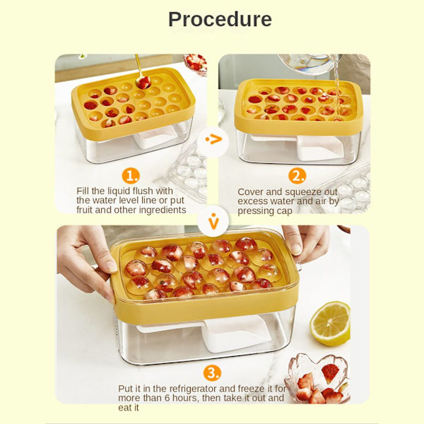 Mordely 22 Grids Ice Cube Förvaringsbehållare Ice Cube Maker orange