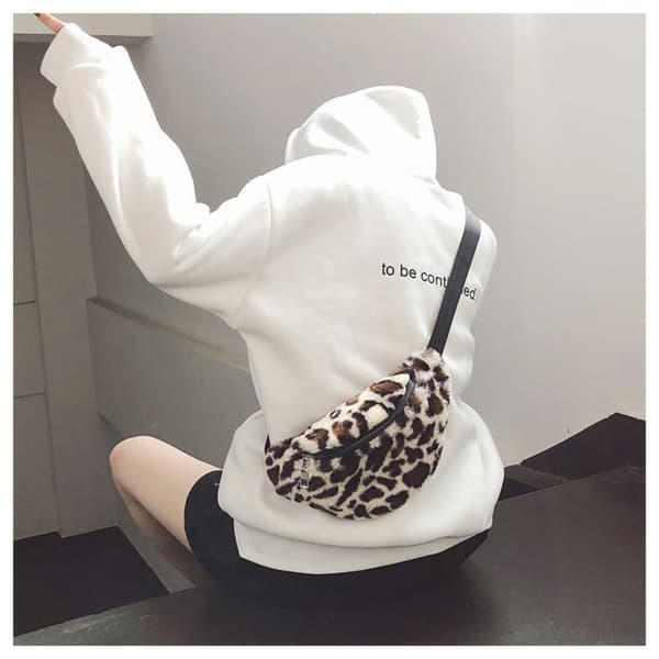 Plysch midjeväska Leopard rossbody-väskor C