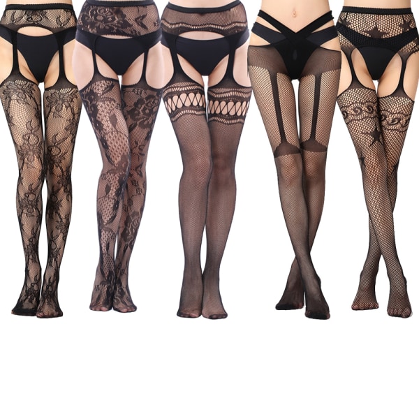 5-pack nätstrumpor med hög midja Tights lår hög combination 3