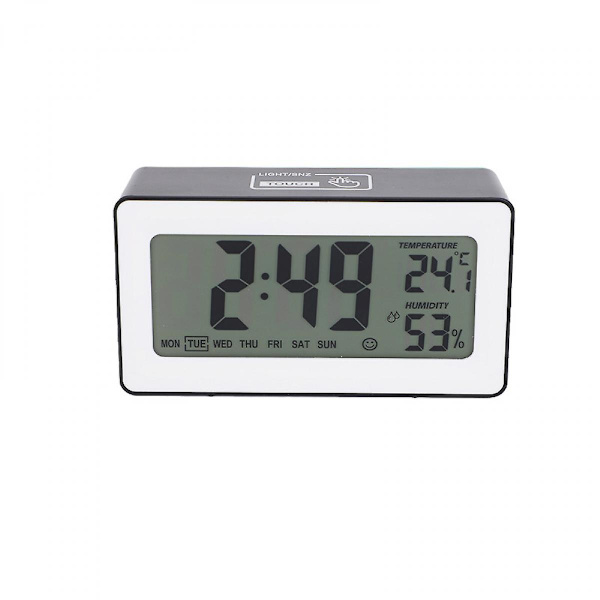 5 Inch Smart Lcd Electronic Clock Desktop With Alarm Clock Luminous Lazy Electronic Clock Multifunctional Fixed Clock Black