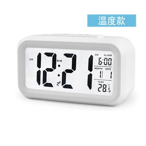 Rechargeable Silent Sleepy Electronic Alarm Clock Intelligent Nightlight Creative Student Digital Alarm Clock - White