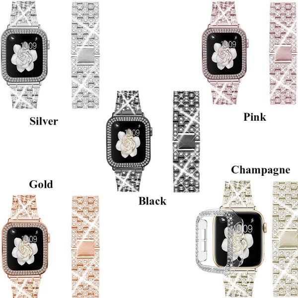 Mordely Klockarmband i metall med diamanter för Apple Watch black 44mm