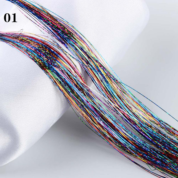 Mordely 100 strängar Hårförlängning Hår Tinsel Bling Silk 01