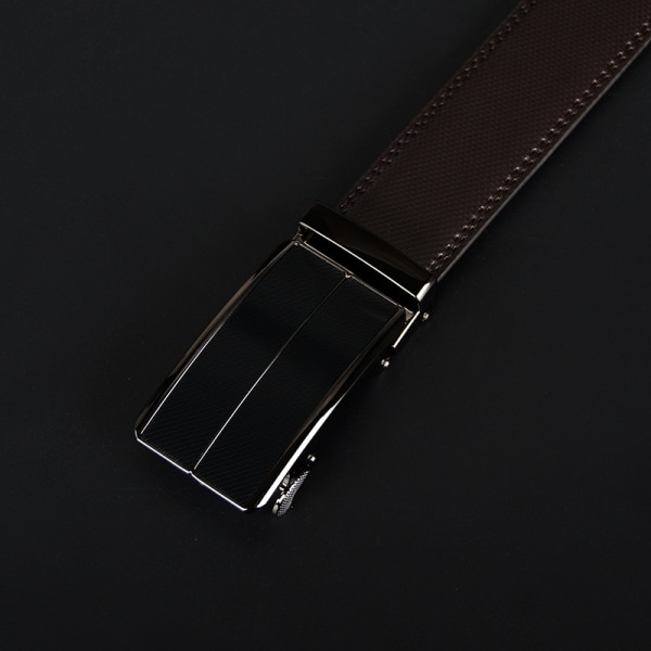 Men's Leather Sliding Ratchet Dress Belt with Automatic Buckle for Father's Day Gift for Dad Grandpa, - Brown 110cm