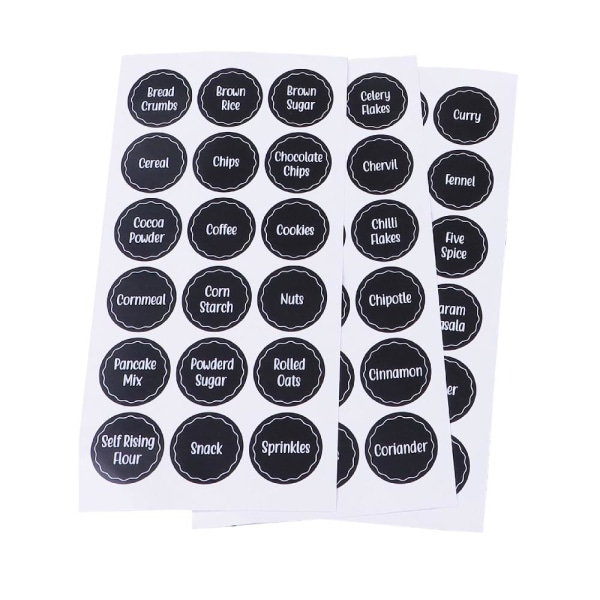 Mordely 144 STK Kryddor Burk Klistermärken Pantry Etiketter SVART black