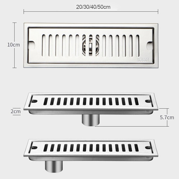 20-50cm Dusch Golvavlopp Badrum Handfat Sil 30X10CM SIDAN 30x10cm Side
