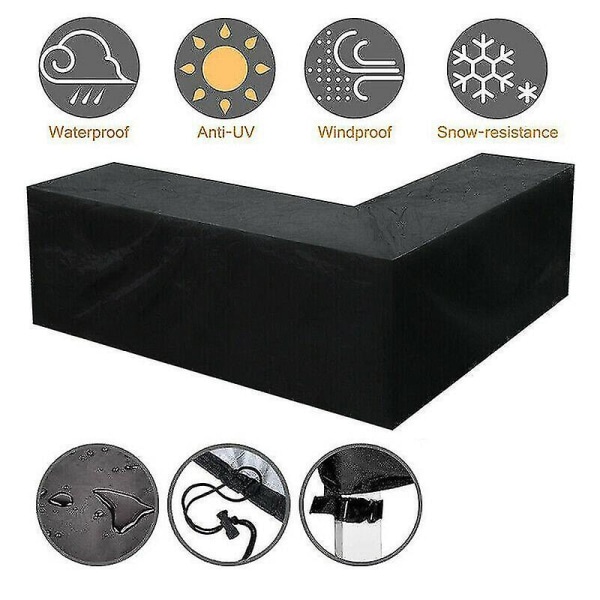 (215x215x87cm) Waterproof Rattan Corner Furniture Cover Protector Garden Patio Outdoor Sofa