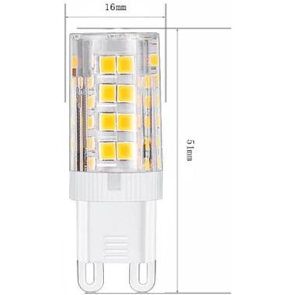 Mordely G9 LED-lampa glödlampor, varmvit 3000K 5W G9 LED, paket med 10 st