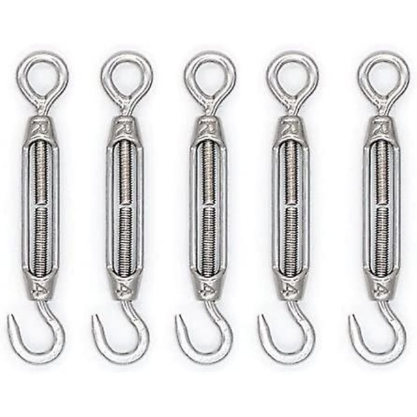 2023 M4/m5/m6/m8 304 Stainless Steel Hook And Eye Turnbuckle - 5 Pack