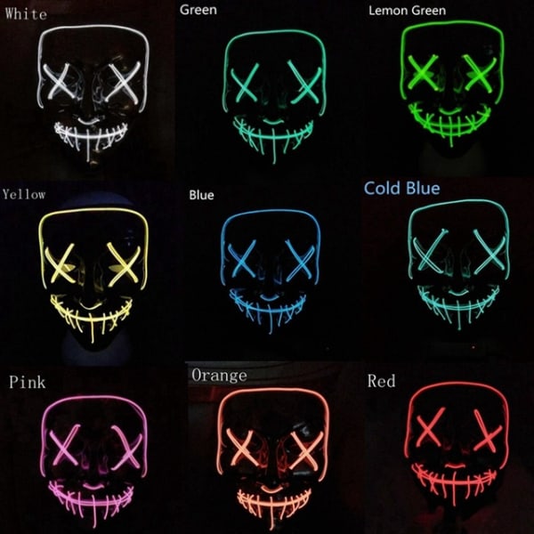 2023 Led glödmask halloween dress up rekvisita pink