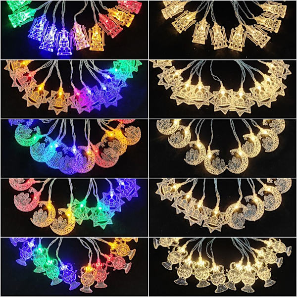 2m 10LED LED String Light Ramadan Lantern MULTICOLOR 2M multicolor Style 4