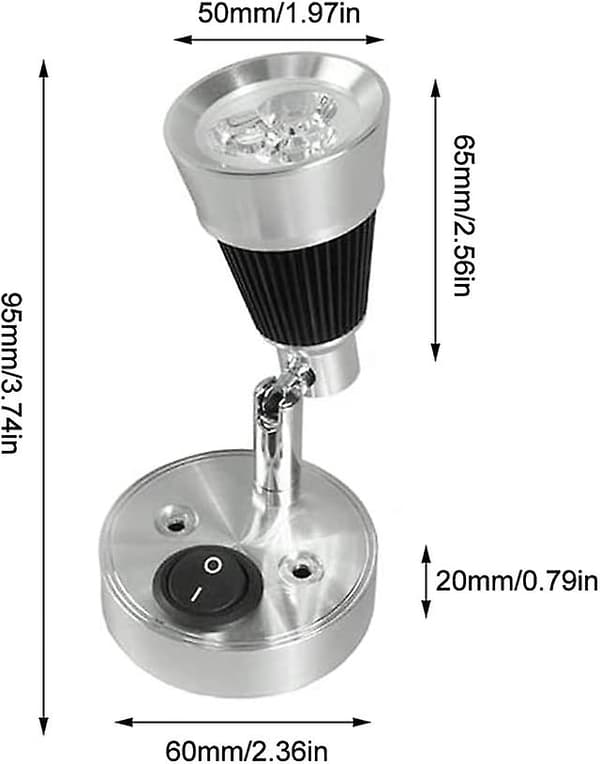 Mordely 12v Led Spot Wall Reading Light, 2 Pcs Auto Led Light Adjustable Switch Interior E Van Light For Rv, , E, Boat, Yacht