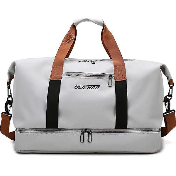 Mordely Separate Dry And Wet Gym Bag Shoe Warehouse Yoga Sports Bag Oxford Cloth Large-capacity Outing Luggage Bag light grey