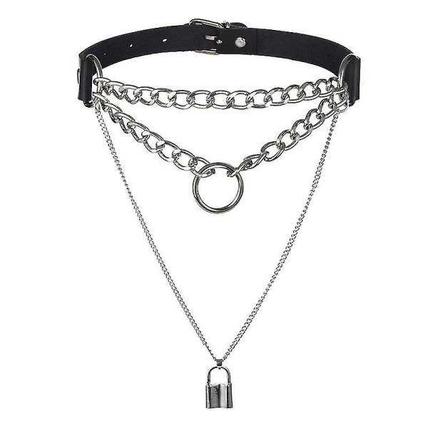 Girl Choker Collar Lock Gothic Necklace Punk Goth Jewelry Harajuku Style Black Chocker Emo Grunge Aesthetic Accessories