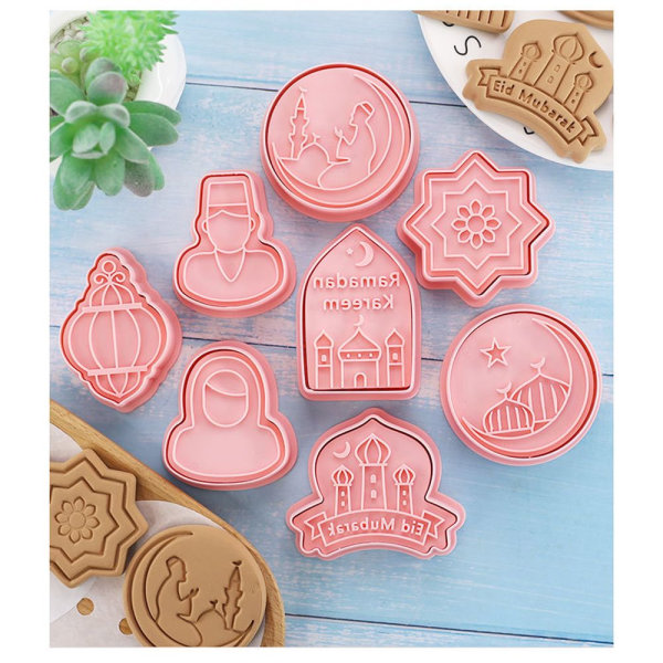 Mordely 8st/ set Cookies Mould Eid Mubarak 3D Cookie Cutter