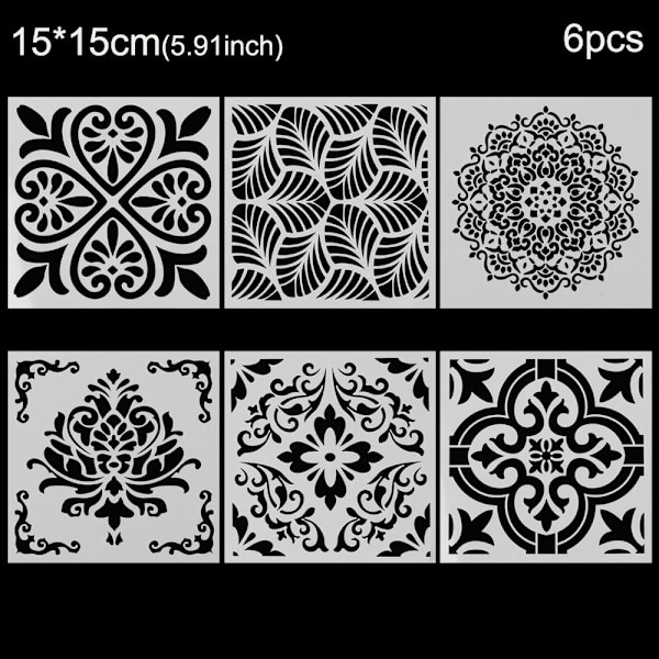 Mordely 6st/ set Mandala set gör möbelmålningskort