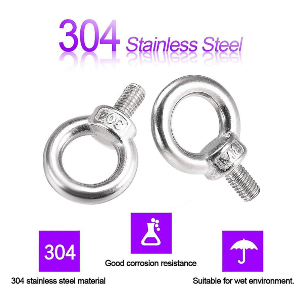 2023 Lifting Accessory, 10 Pack M8 Stainless Steel 304 Eye Bolts - Lifting Ring
