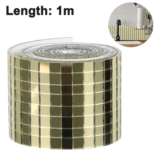 Mordely 1464pcs Self-adhesive Mini Square Glass Decorative Craft Diy Accessory Mirrors Mosaic Tiles 5mm By 5 Mm Gold