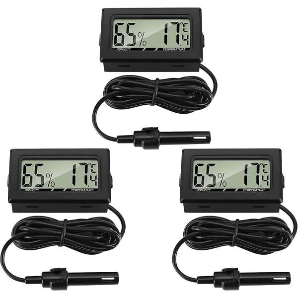 2023 3pcs Digital Thermometer With External Probe Hygrometer For Desktop Reptile Incubator