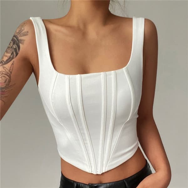 Mordely Crop Tops Short Top WHITE white M