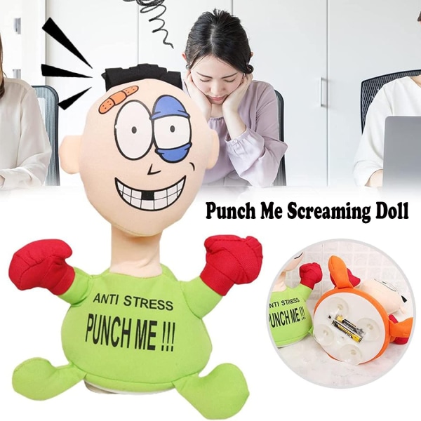 Mordely Rolig Punch Me Screaming Doll Anti-stress GRÖN green