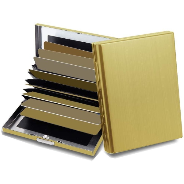 Mordely 10 Fack XL Design Rostfritt Korthållare för minst 10st kort gold