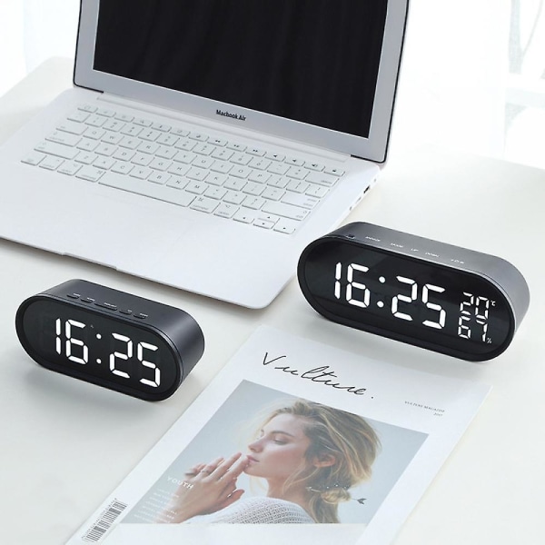 2023 Led Temperature And Humidity Display Creative Alarm Clock, Silent Night Light Electronic Clock, Home Clock, Student Desk Clock - Black