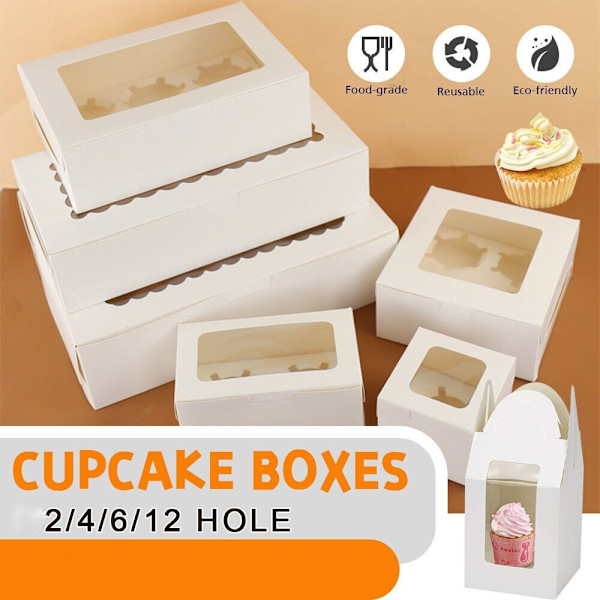 Mordely Papperspresentförpackning Cupcake Box Fodral 2 HÅL 2 holes