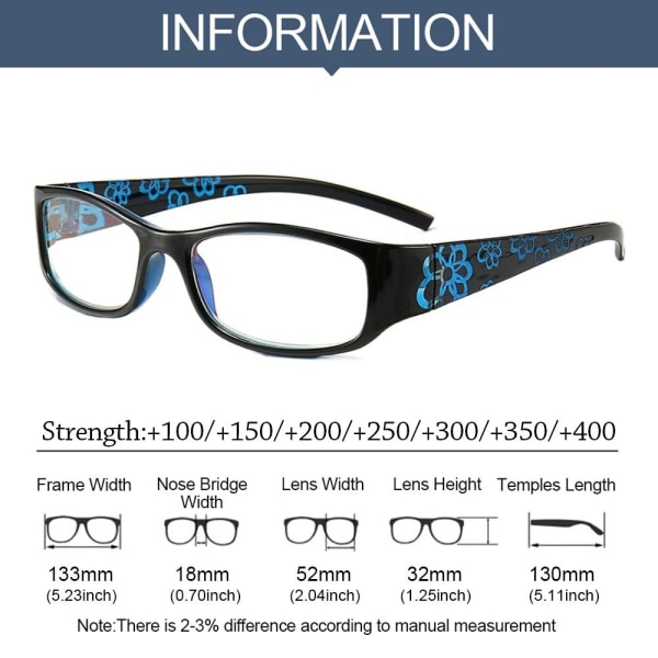 Mordely Anti-blått ljus Läsglasögon Fyrkantiga glasögon LILA Purple Strength 250