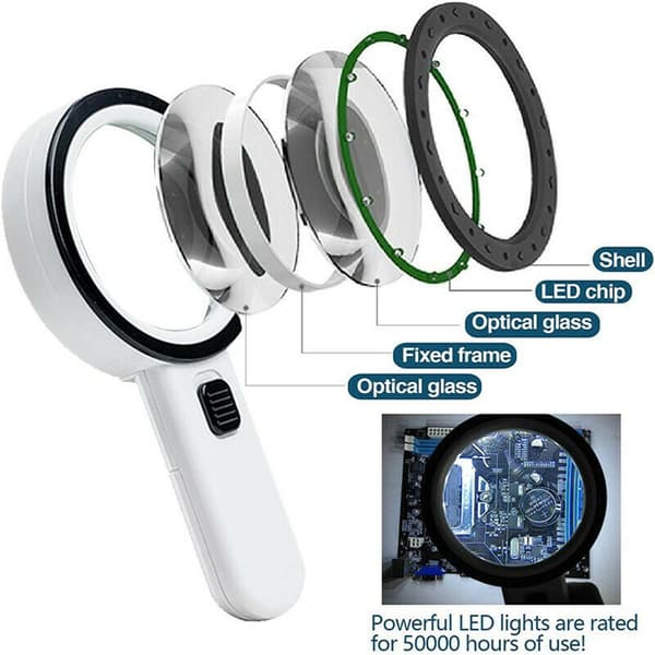 Mordely Förstoringsglas 30X med LED -belyst