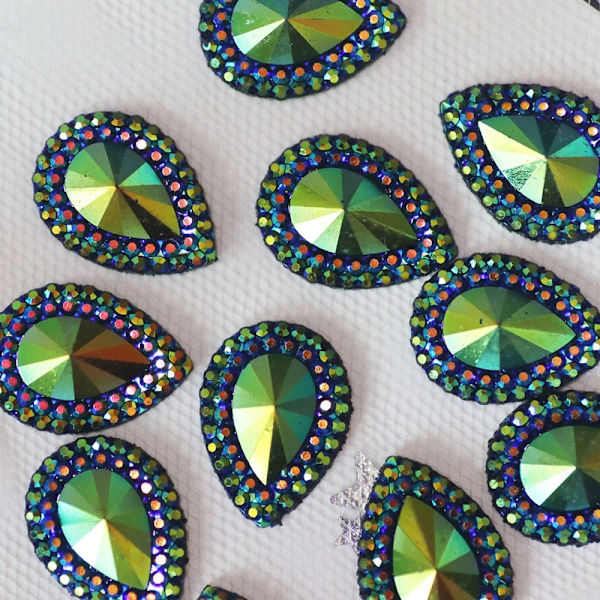 Mordely 50st 13*18mm Glitter Vattendropp Rhinestone Flatback Applique dark blue