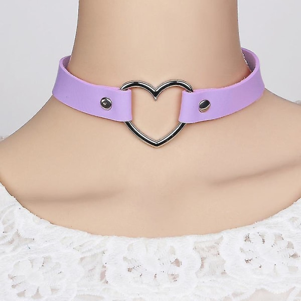 Mordely Kvinnor Lady Punk Goth Pu Läder Nit Heart Collar Choker