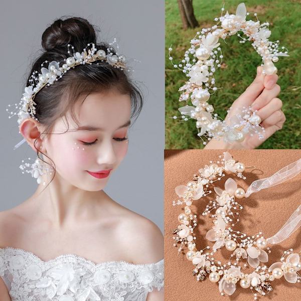 Mordely Pearl Wrist Flower Girls Brudtärna BLÅ HUVUDKLÄNNING Blue Headdress-Headdress