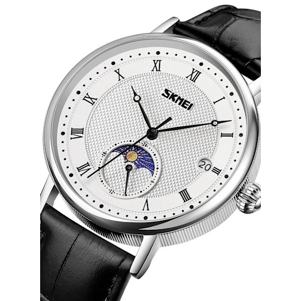 Men's Waterproof Quartz Movement Watch With Date White And Black