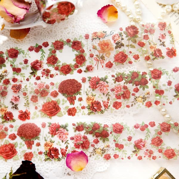 Mordely 6 rullar Blomtejp Washi Tapes Transparenta tejper