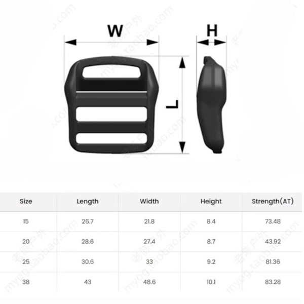 Mordely Webbing Strap Spänne Slider Fastener 25MM 25mm