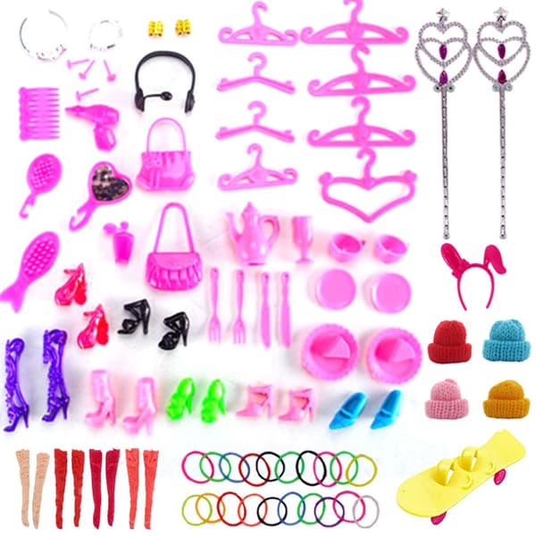 Mordely 1 Set Random Doll Kläder Tillbehör Skor Klänning 99ST 99PCS