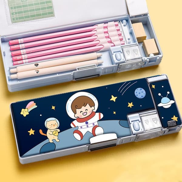 Mordely Multifunktions dubbla lager pennask Creative Stationery Organizer