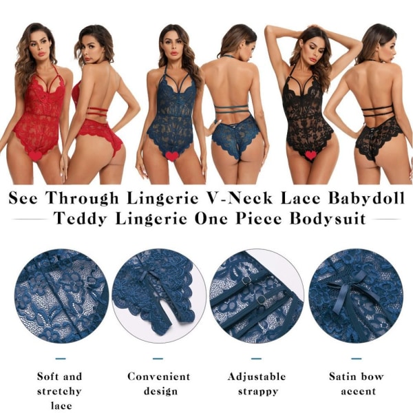 Lace Bodys Underkläder Nattkläder-Underkläder BLUE blue S