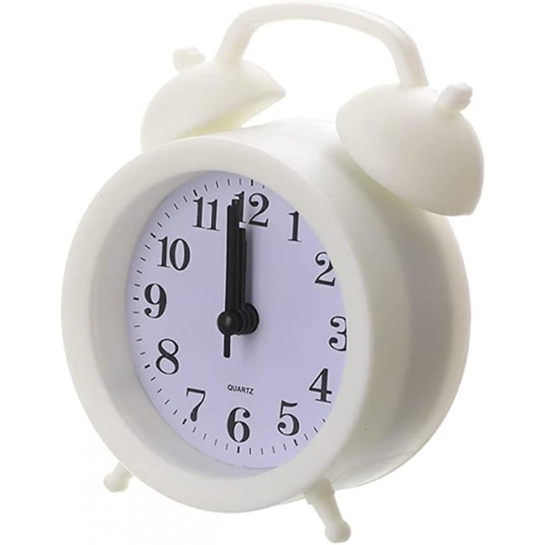 2023 Children's Alarm Clock Dual Clock Classic Home Simulation Mini Round Table Alarm Clock Children's Gift Alarm Clock - White