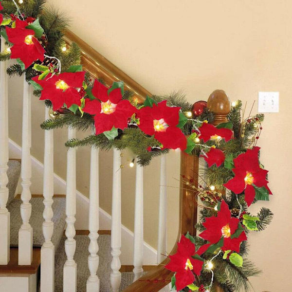 Led Christmas Lights String Safflower Flowers Fruit Leaf Decor green 2m
