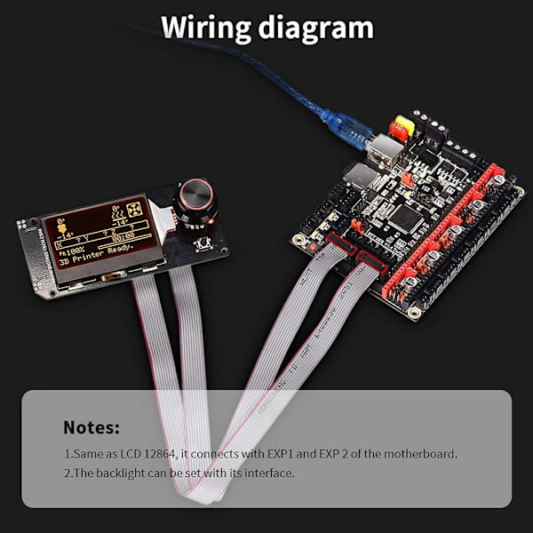 Mordely Mini 12864 LCD Graphic Smart Display Control Board med adapter