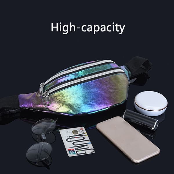 Mordely Fanny Pack Hologram Midjeväska Laser light pink