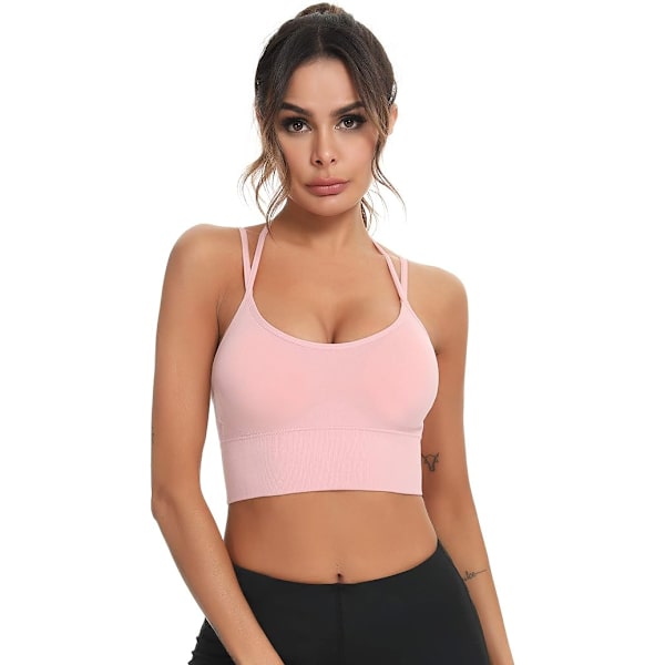 Sport-bh för kvinnor med korsad rygg för fitness pink XL