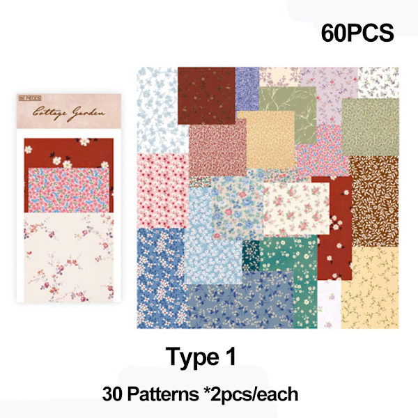 Mordely 60 st Scrapbook Material Papper Retro Blommor